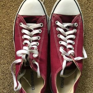 Maroon Converse gym shoes